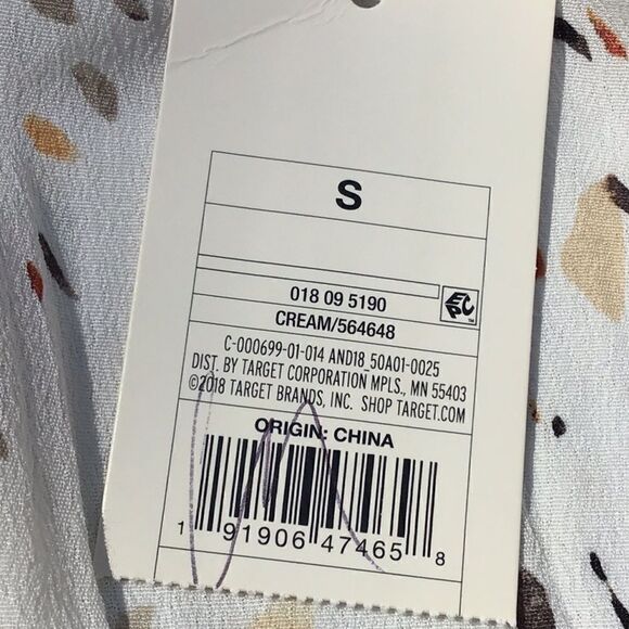 A New Day White Earth Tone Splatter Print Long Sleeve Ruffle Hem Dress NEW - Picture 16 of 16